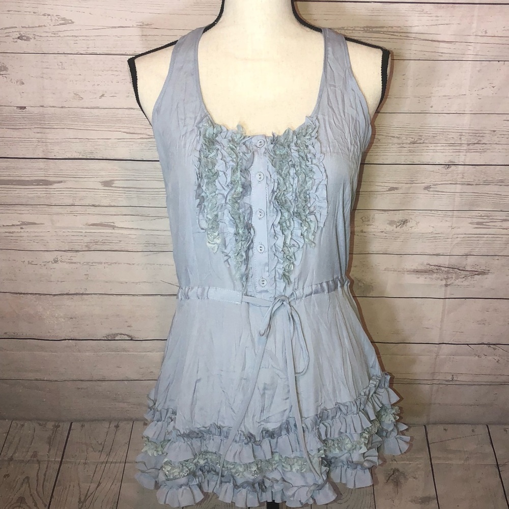 Mustard Seed Small Lace Ruffle tank tunic top
